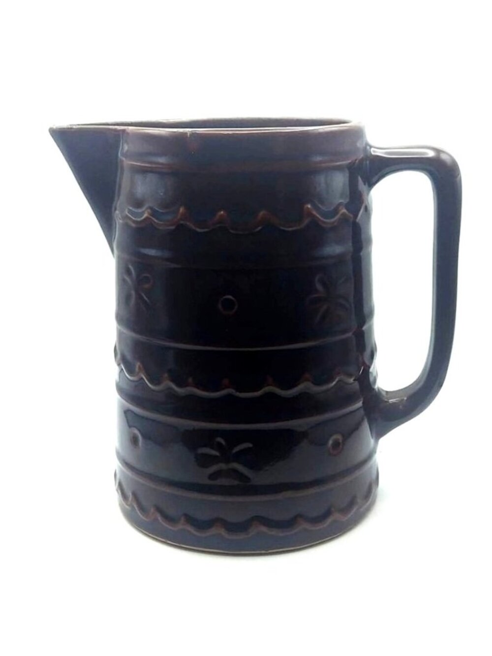 Western Stoneware Pitcher Marcrest Daisy & Dot MCM Rustic Farmhouse Collectible